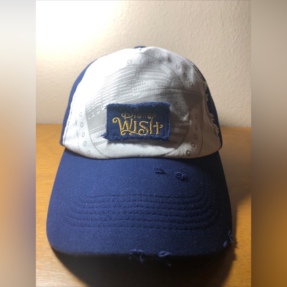 Disney Cruise Line “Disney Wish” Distressed Baseball Hat Navy Blue White Rare